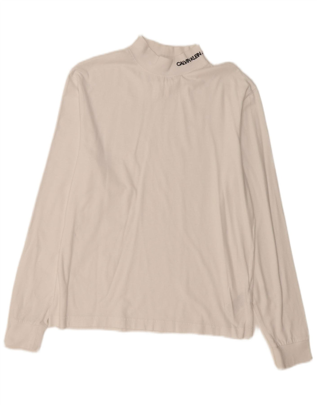 CALVIN KLEIN JEANS Mens Top Long Sleeve Small White Cotton