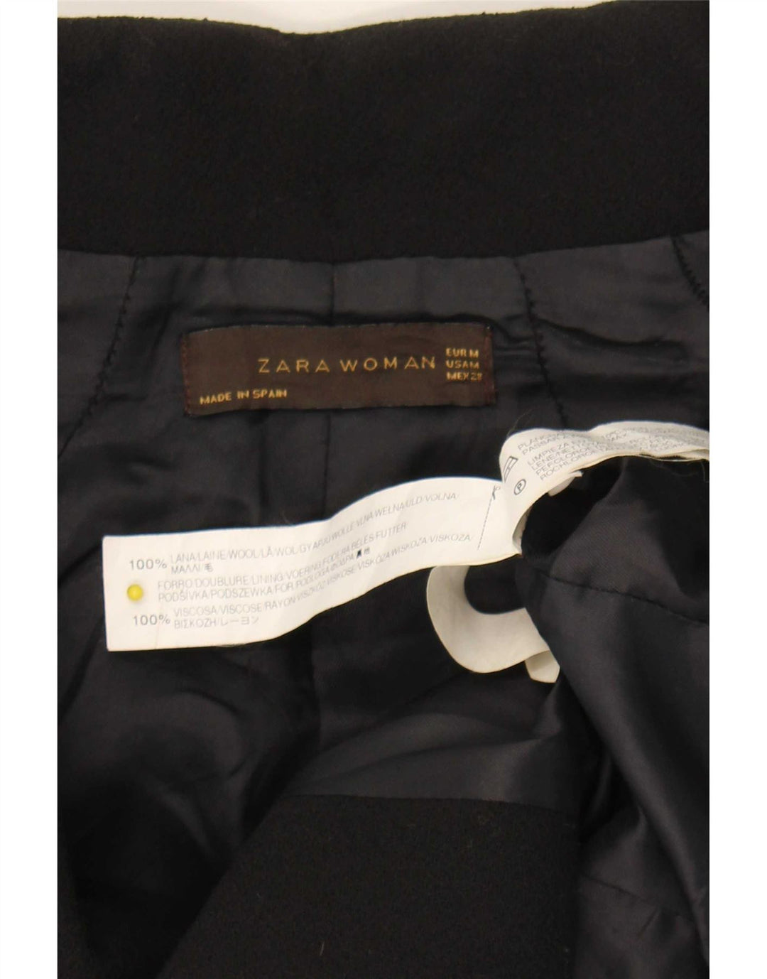 Zara Γυναικείο Σακάκι Μπλέιζερ UK 12 Μεσαίο Μαύρο Μαλλί