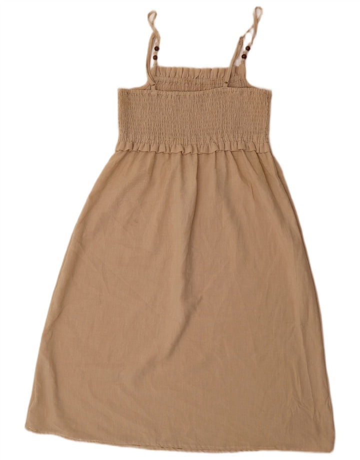 Zara Womens Sleeveless A-Line Dress UK 12 Medium Beige