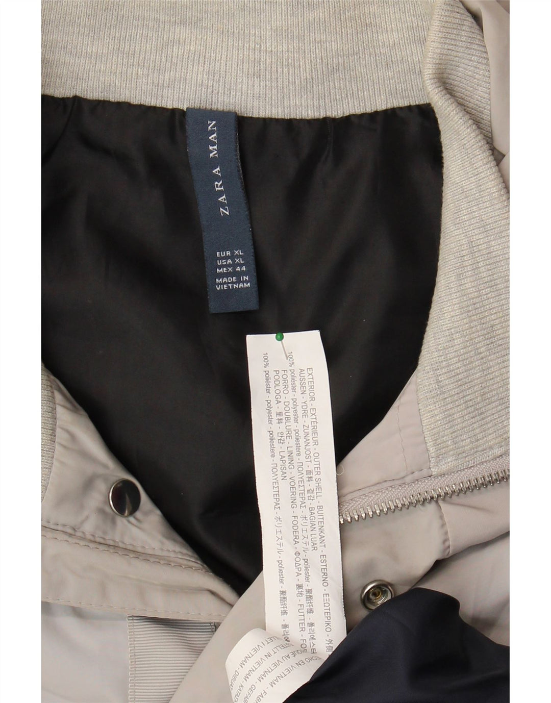 ZARA Mens Hooded Windbreaker Jacket UK 42 XL Grey Polyester