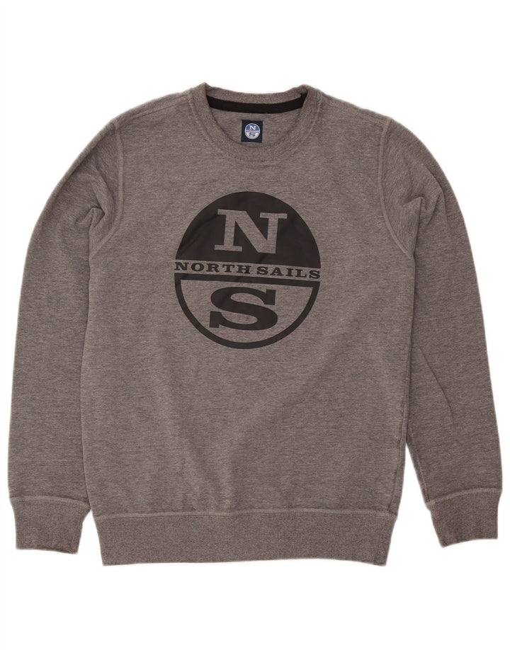 North Sails Herre Grafisk Sweatshirt Jumper Lille Grå Flecked Bomuld