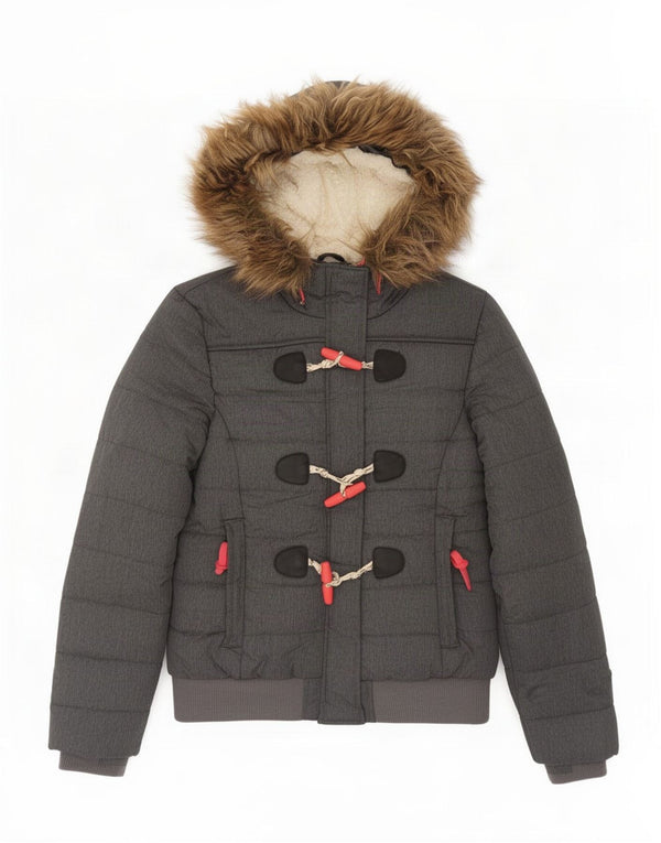 Superdry Chaqueta Bomber Acolchada Con Capucha Para Mujer UK 44 Poliéster Gris Grande