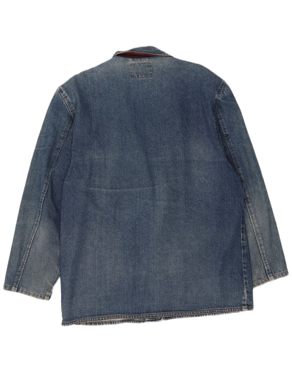 vintage Homme 1 Bouton Denim Blazer Veste IT 48 Coton Bleu Moyen