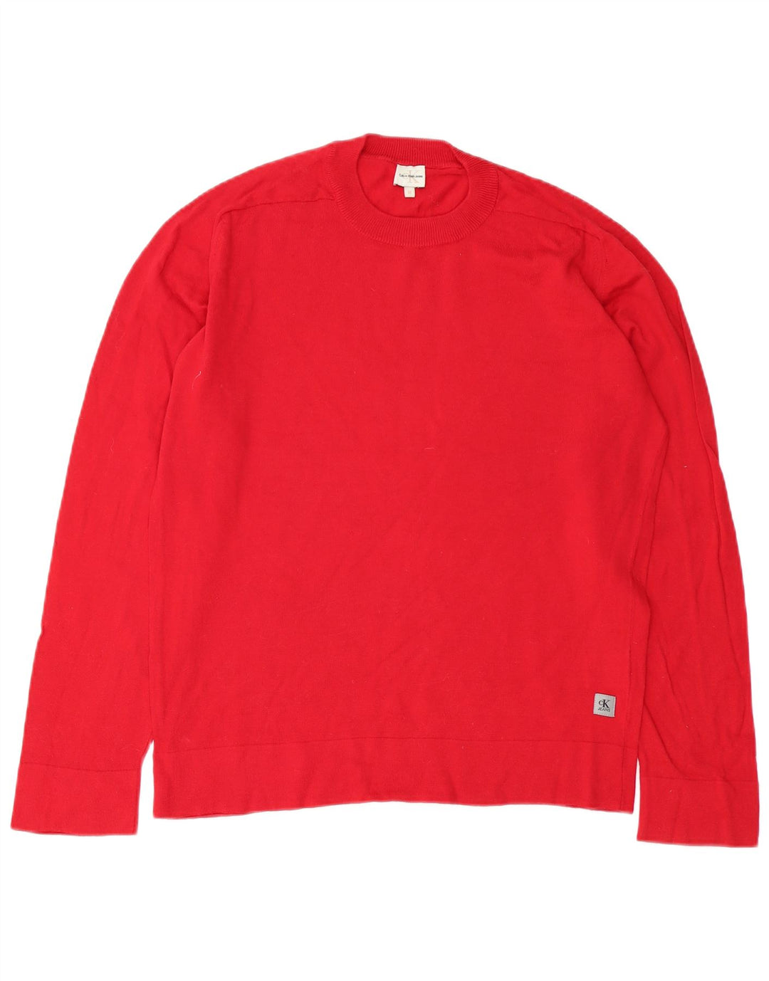 Calvin Klein Jeans Mens Crew Neck Jumper Sweater Medium Red Cotton