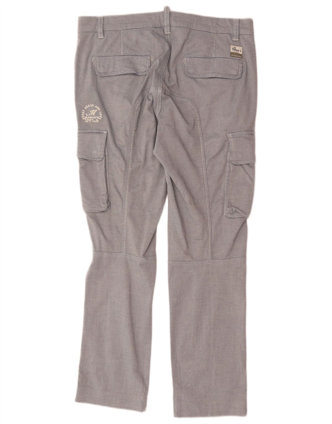 Mason's Mens Straight Cargo Trousers IT 48 Medium W34 L28 Blue Cotton