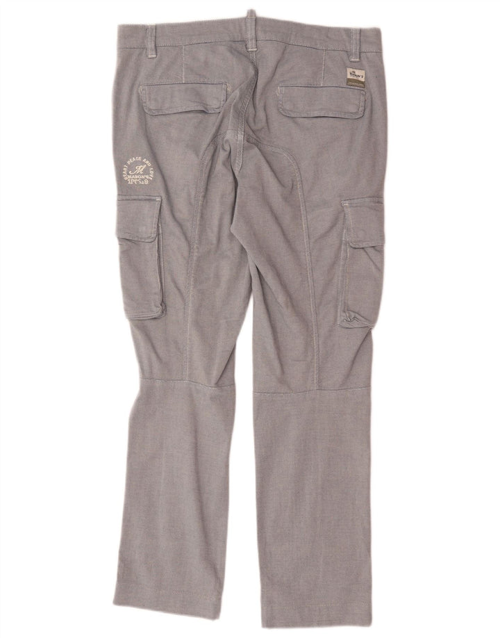 Mason's Mens Straight Cargo Trousers IT 48 Medium W34 L28 Blue Cotton