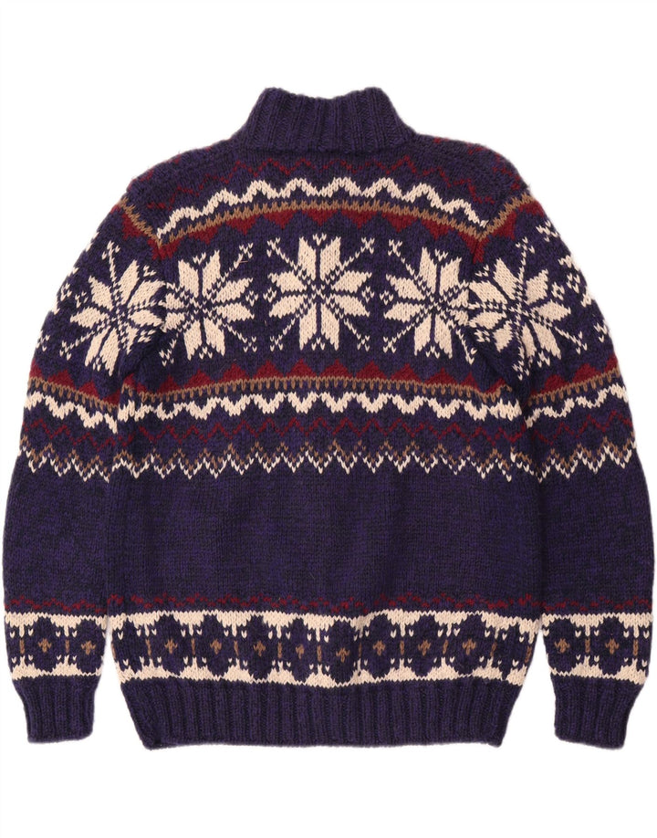 Vintage herre cardigan sweater Medium Blue Fair Isle