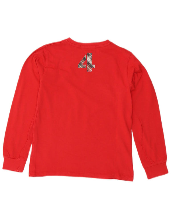 Cesare Paciotti Womens Graphic Top Long Sleeve UK 6 XS Red