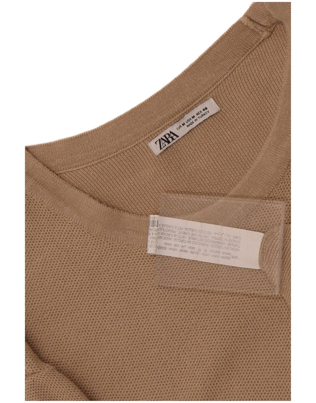 Zara Mens Short Sleeve T-Shirt Top Medium Brown Cotton