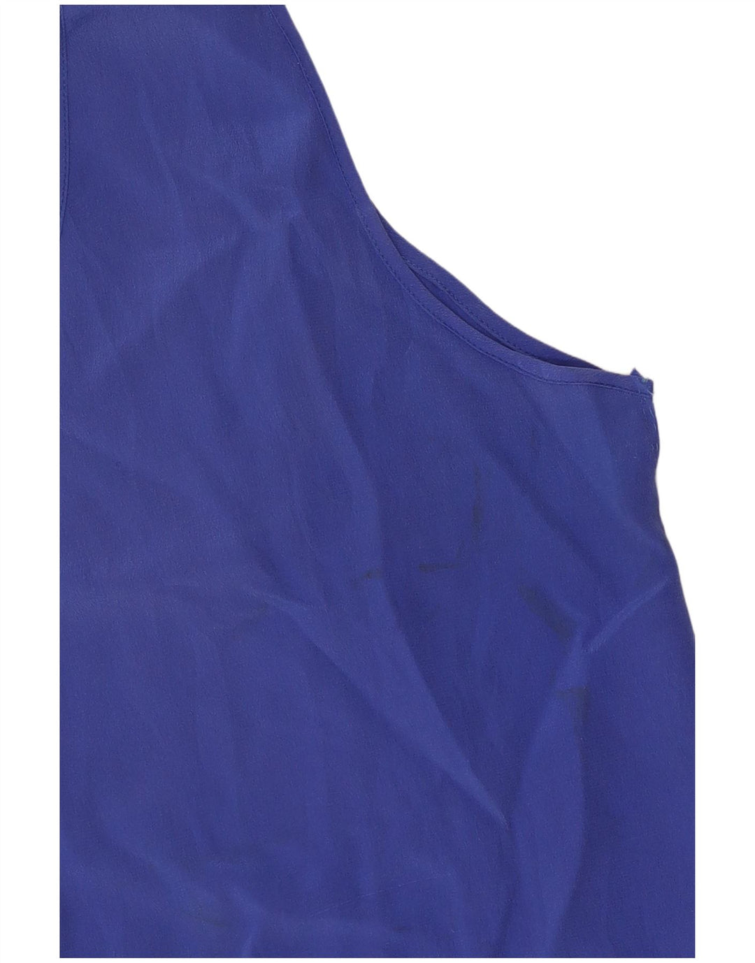 Vintage Womens See Through Vest Top UK 8 Small Blue Silk