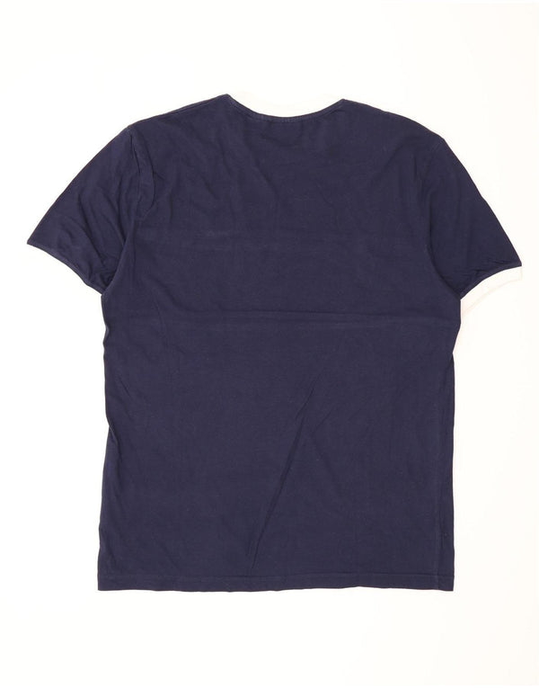 Fila Mens T-Shirt Top Large Navy Blue Striped Cotton