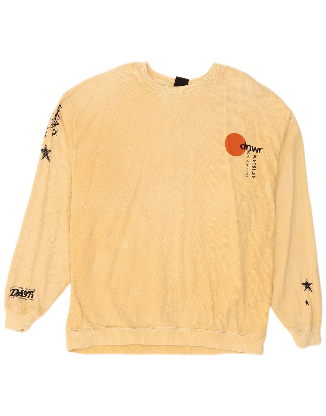 Zara Herre grafisk sweatshirt Jumper Medium Beige Bomuld