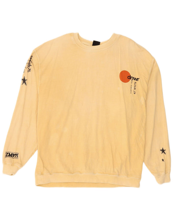 Zara Mens Graphic Sweatshirt Jumper Medium Beige Cotton