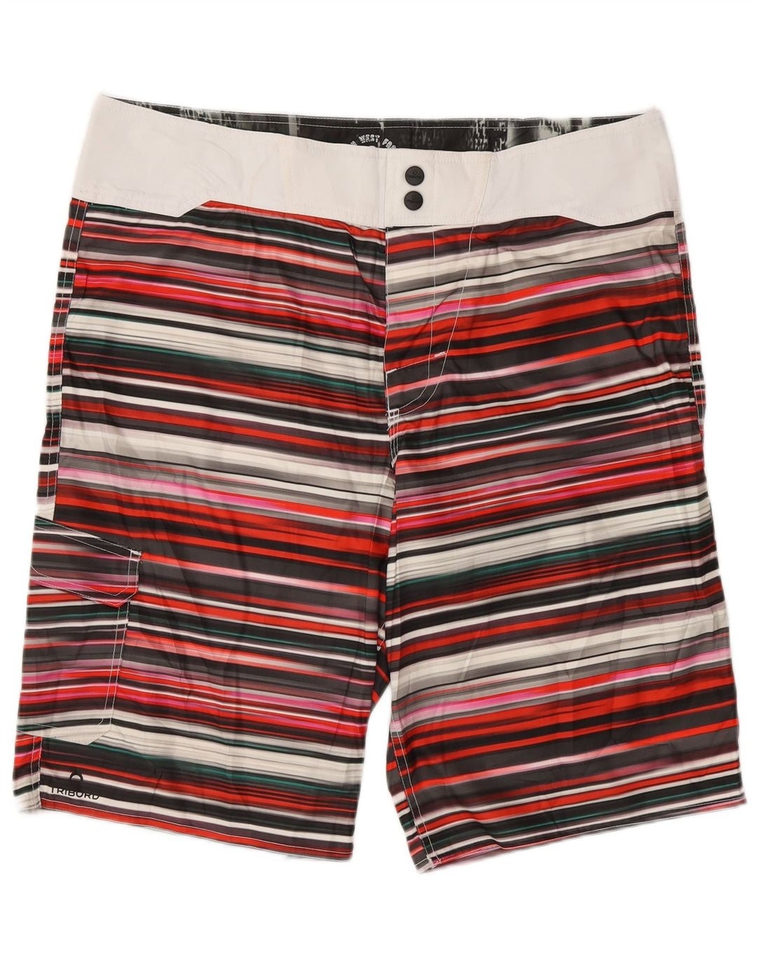 TRIBORD Mens Cargo Swimming Shorts EU 46 Small Multicoloured Striped