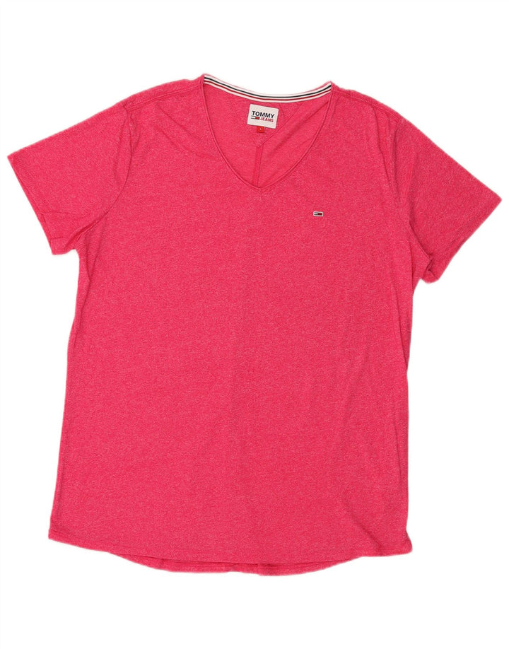 Tommy Hilfiger Herre T-Shirt Top Large Pink Flecked