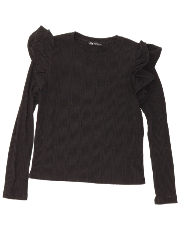 Crop Top pentru femei Zara cu mânecă lungă UK 12 Medium Negru