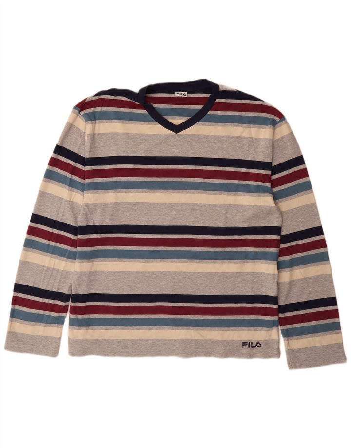Fila Maglia da uomo a maniche lunghe XL in cotone a righe multicolore