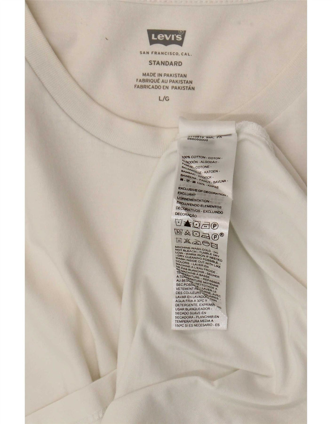 Levi's Camiseta estándar para hombre Top grande de algodón blanco
