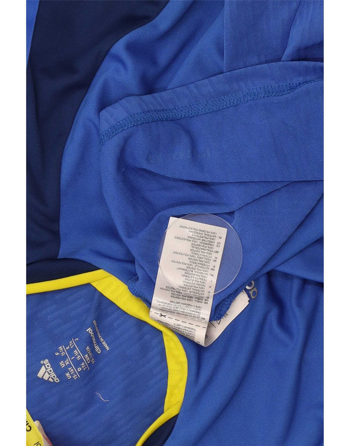 Adidas Boys Climacool T-Shirt Top 15-16 Years Blue Colourblock Polyester