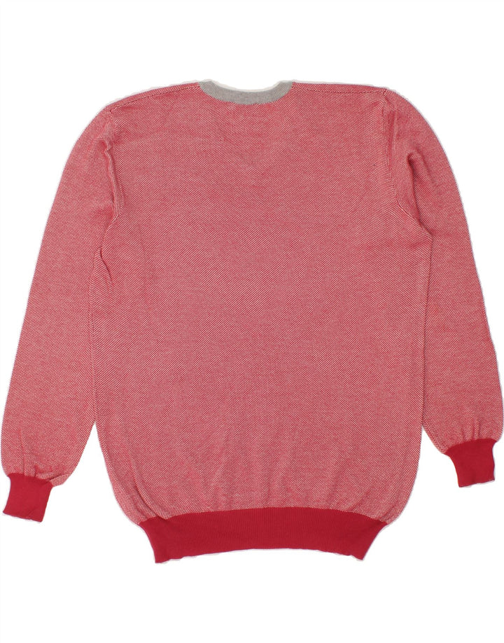 BROOKSFIELD Mens V-Neck Jumper Sweater IT 52 Large Red Cotton Vintage Brooksfield and Second-Hand Brooksfield from Messina Hembry 