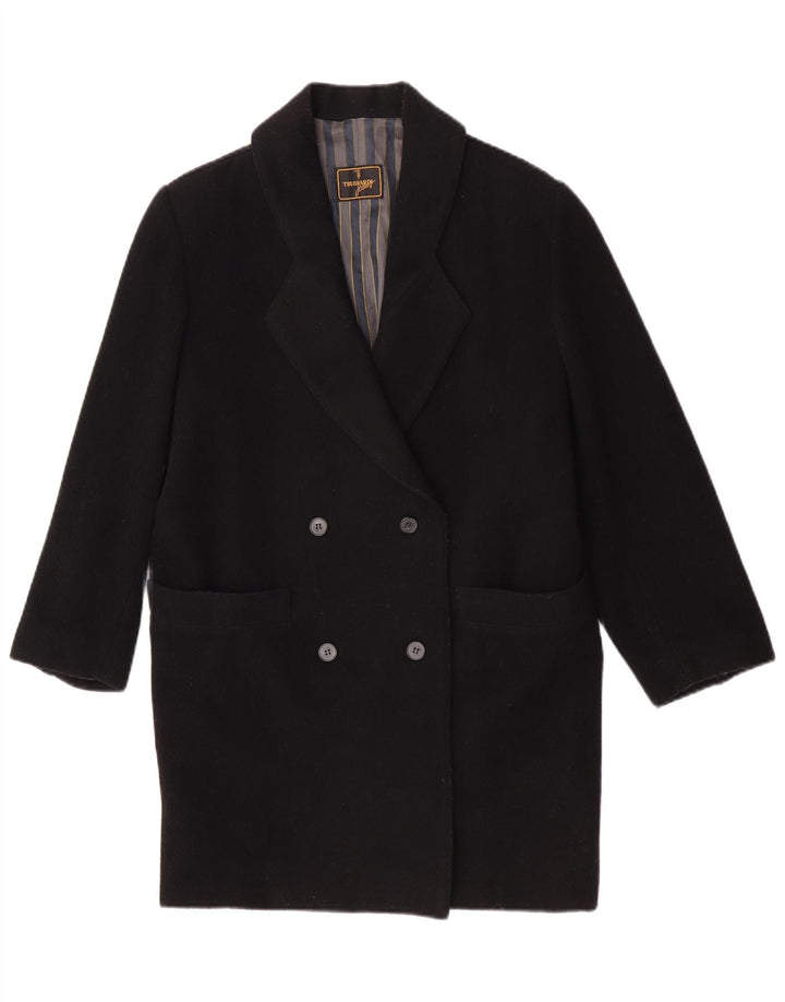 Trussardi Jeans Manteau Croisé Femme IT 42 Laine Vierge Noir Moyen