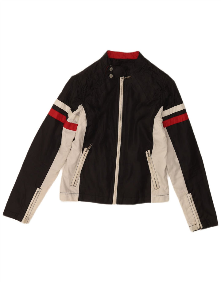Vintage Mens Biker Jacket UK 36 Small Black Colourblock
