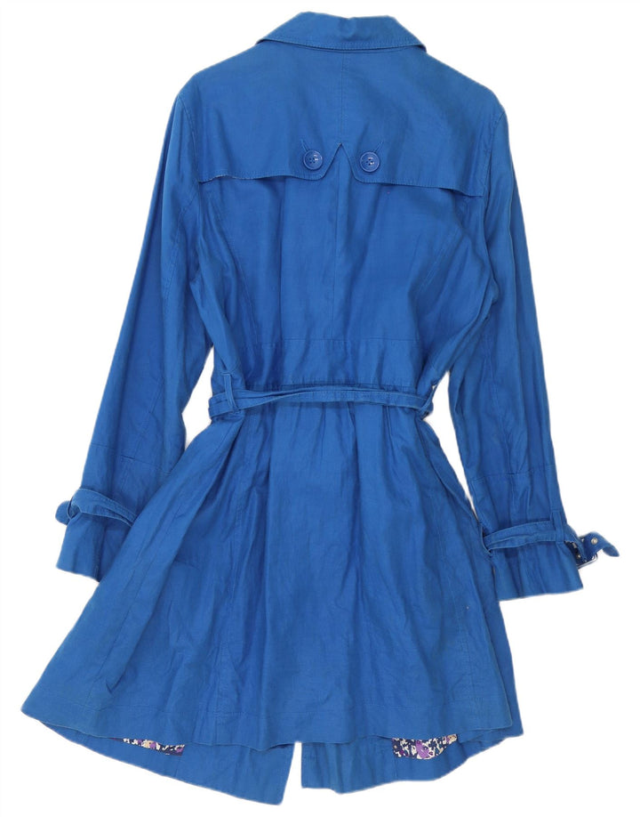 Monsoon Womens Trench Coat UK 20 2XL Blue Linen