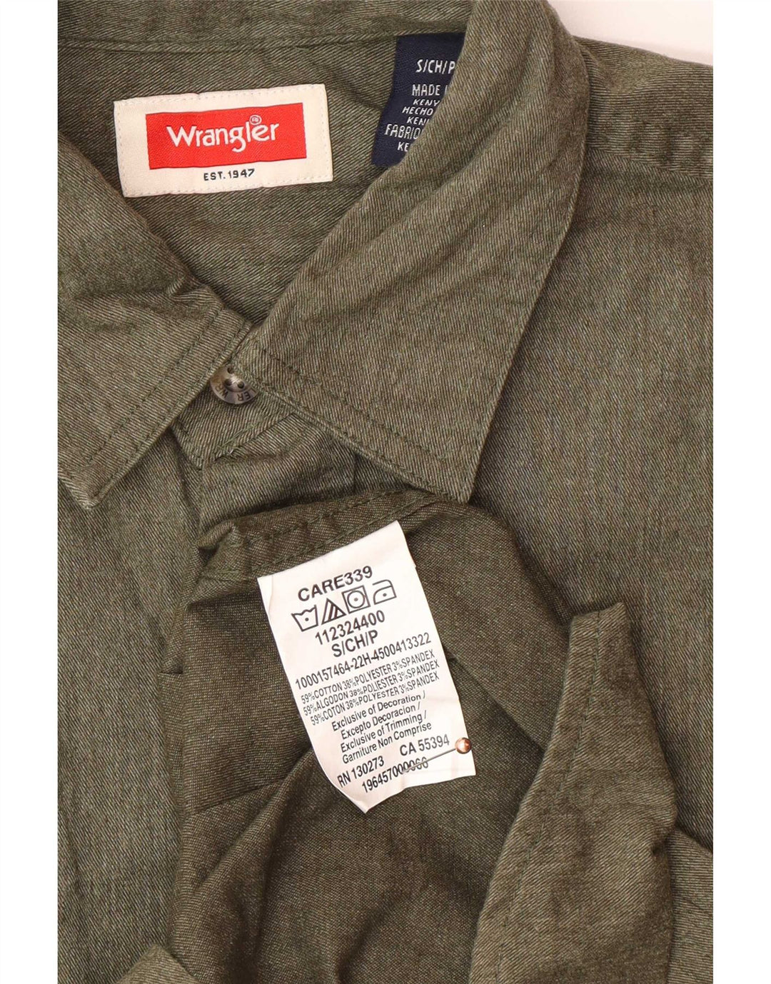 Koszula męska Wrangler, mała, bawełniana khaki