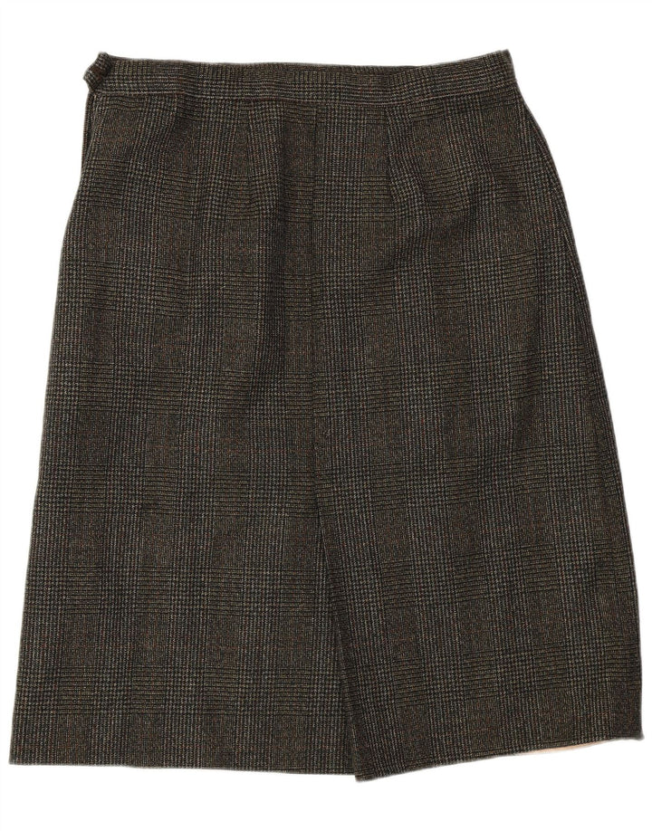 VINTAGE Womens A-Line Skirt W32 Large  Green Houndstooth