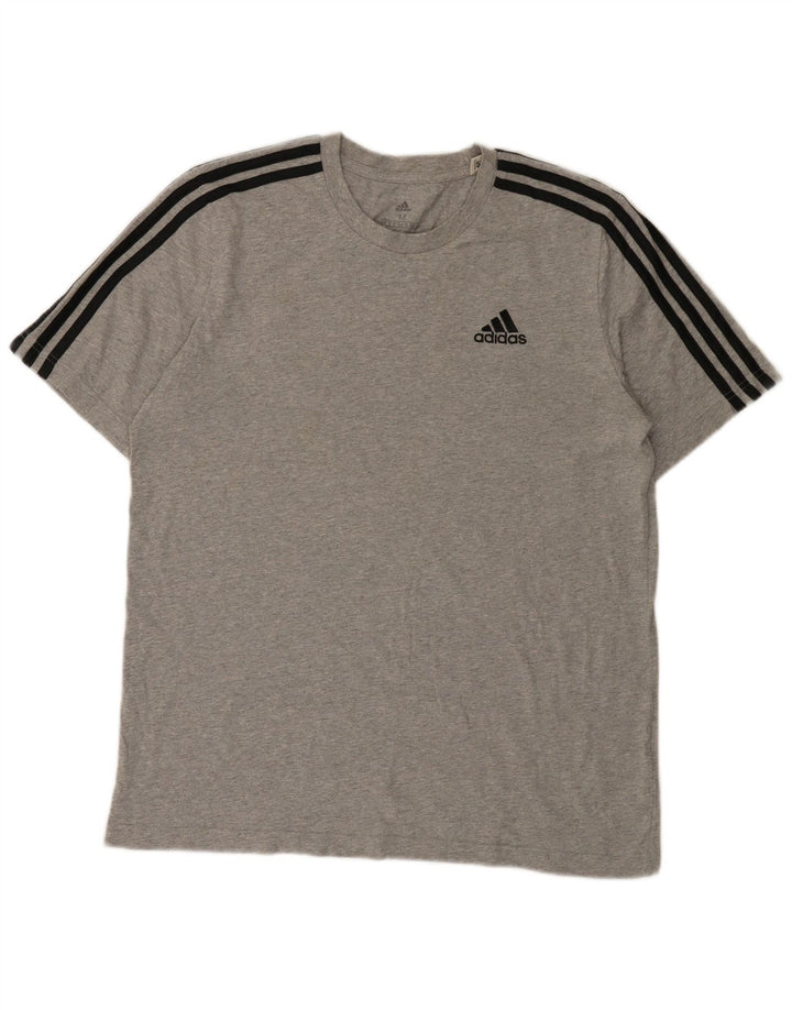 Adidas Mens T-Shirt Top Medium Grey Flecked Cotton