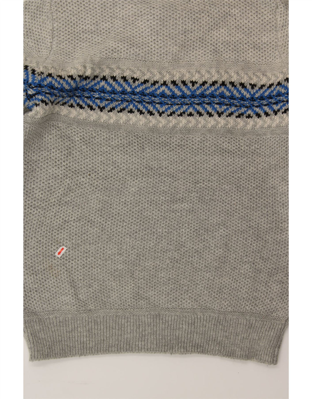 NAUTICA Mens Button Neck Jumper Sweater Small Grey Fair Isle Acrylic Vintage Nautica and Second-Hand Nautica from Messina Hembry 