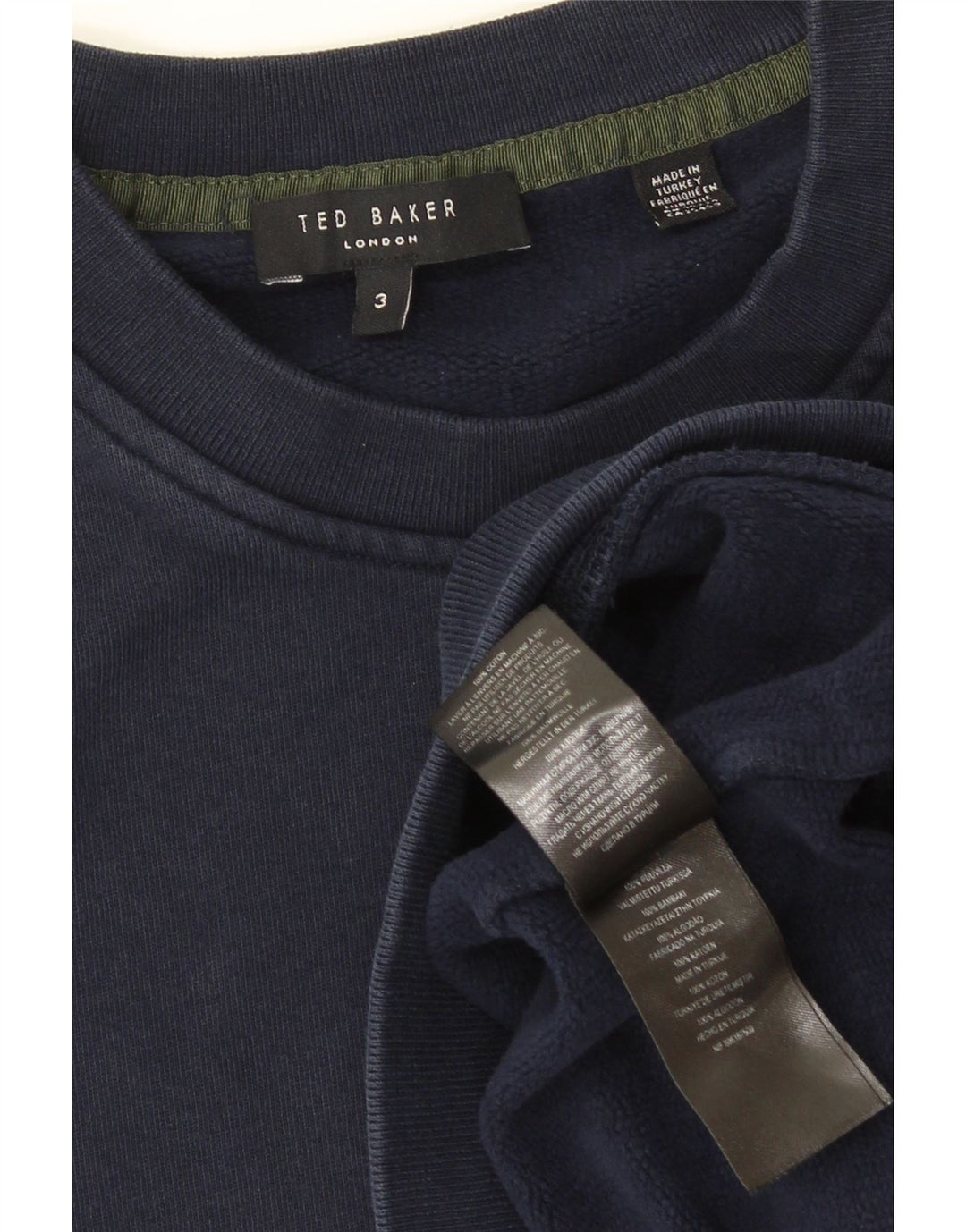 Ted Baker Mens Sweatshirt Jumper Size 3 Medium Navy Blue Cotton