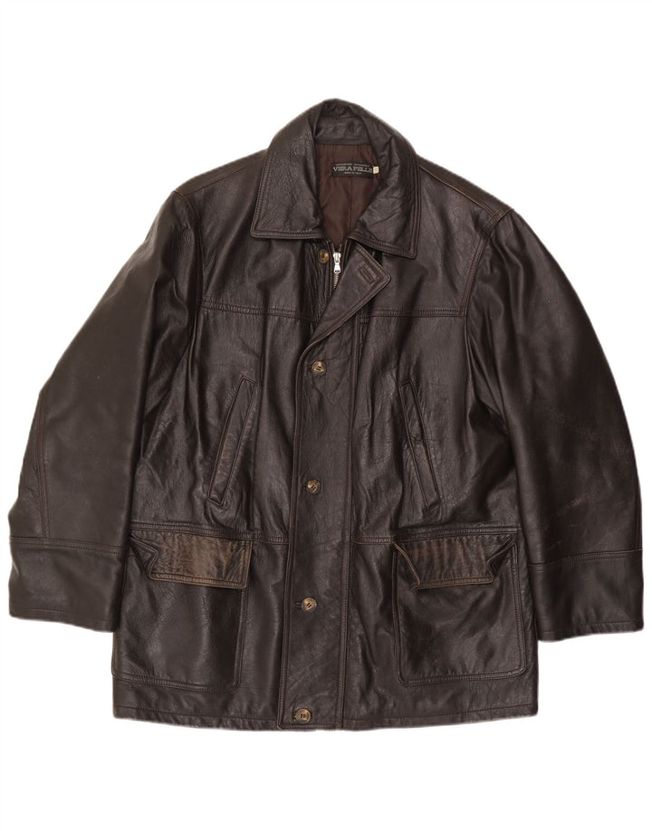 Lavorazione Artigianale Mens Leather Jacket IT 48 Medium Brown Leather