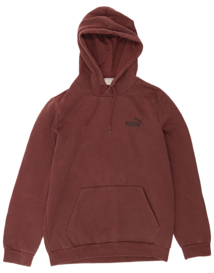 Puma Mens Graphic Hoodie Jumper Small Brown Cotton