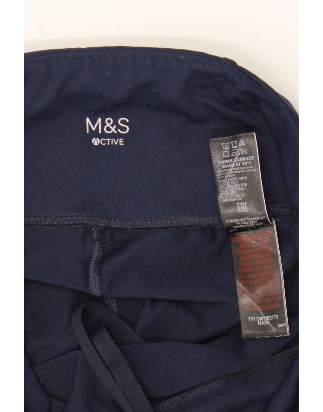 MARKS & SPENCER Womens Leggings UK 12 Medium Navy Blue Polyester