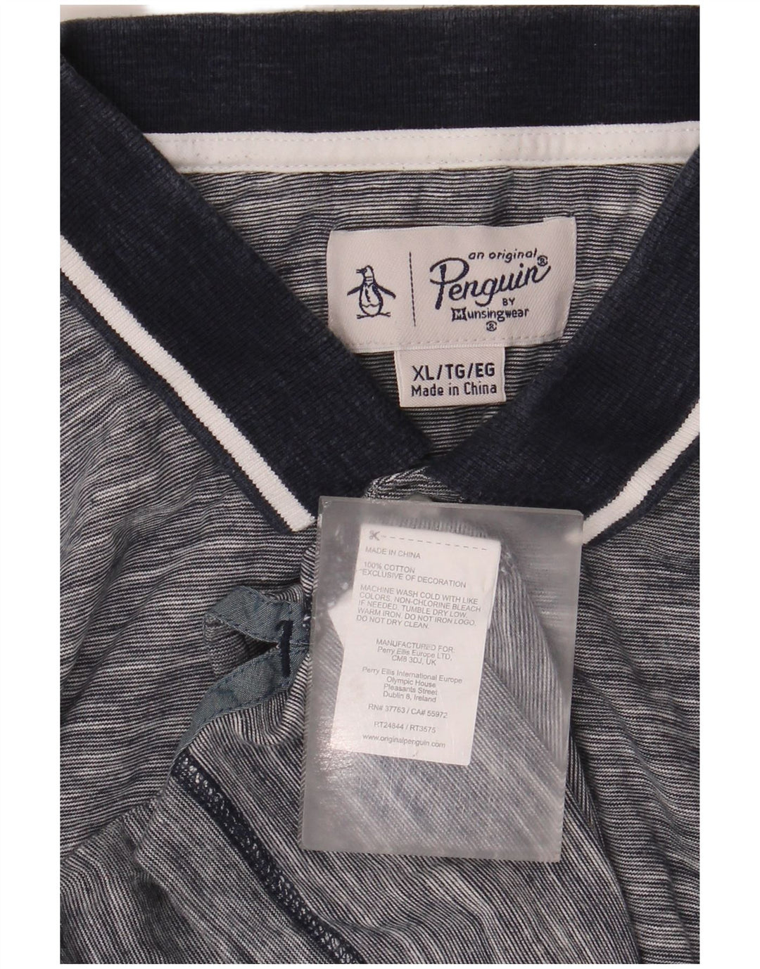 PENGUIN Herre poloshirt XL Grå Flecked Bomuld