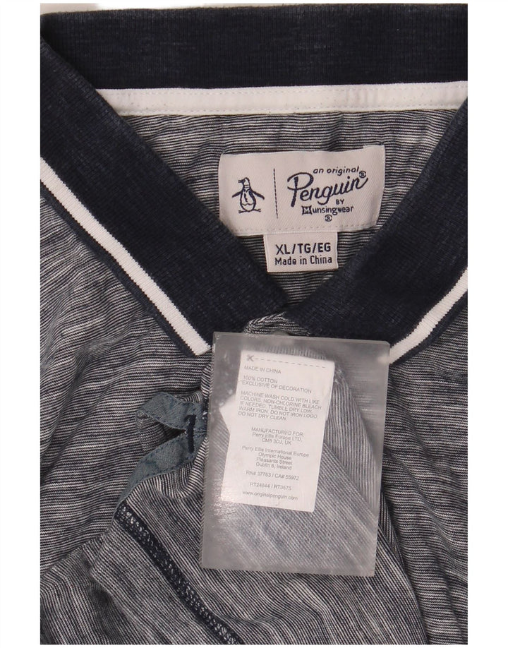 PENGUIN Herre poloshirt XL Grå Flecked Bomuld