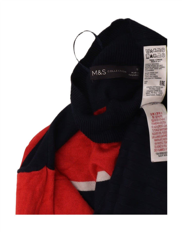 Marks & Spencer Pull à col roulé pour femme UK 12 Bleu marine moyen