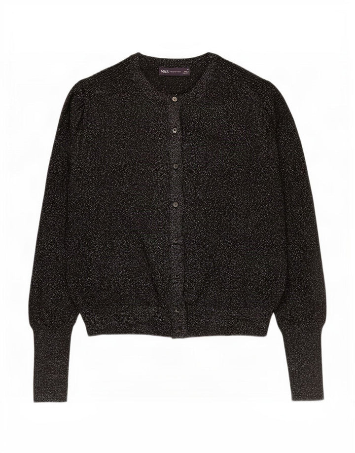 Marks & Spencer Womens Cardigan Sweater UK 14 Large Black Viscose