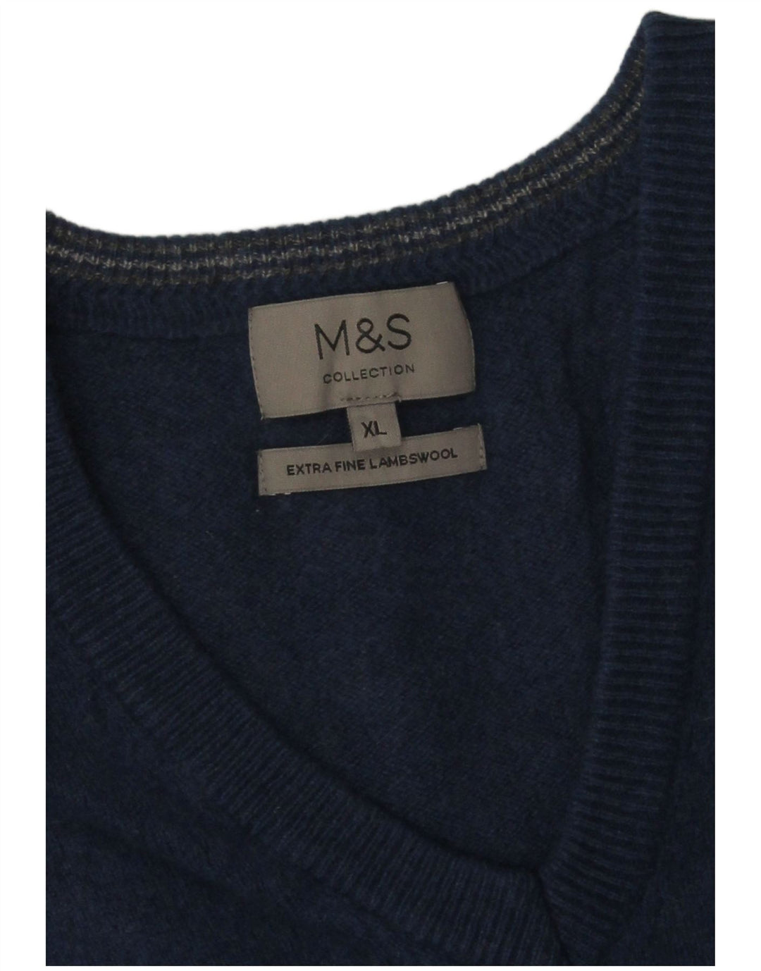 Suéter masculino Marks & Spencer com decote em V XL lã azul