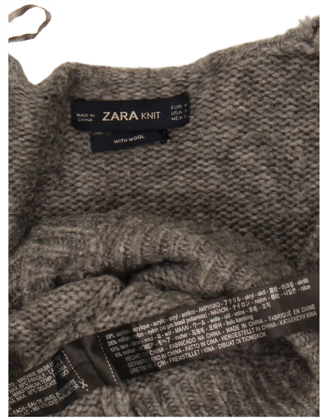 Zara Womens Cardigan Sweater UK 14 Medium Grey Flecked Acrylic