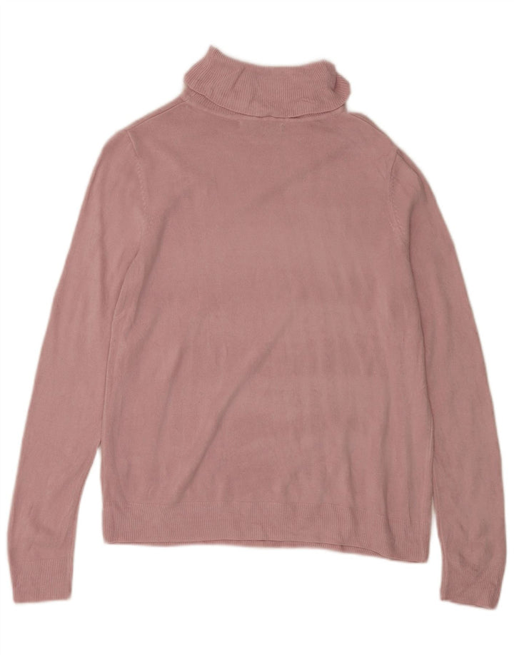Marks & Spencer Womens Roll Neck Jumper Sweater UK 14 Medium Pink Acrylic