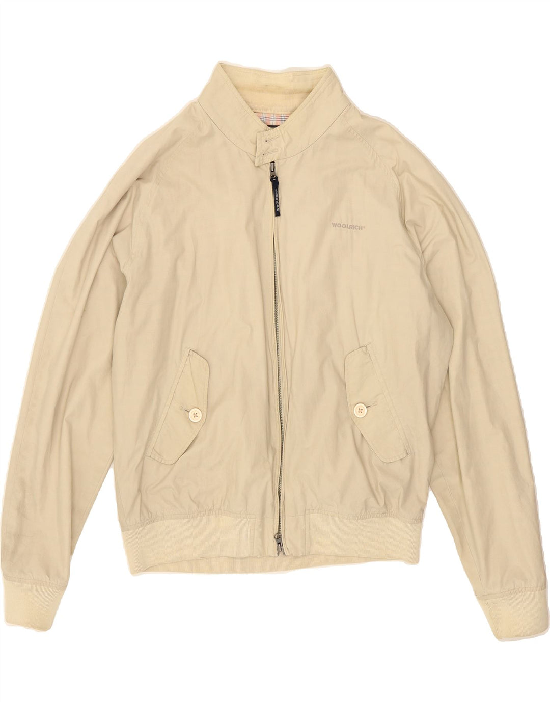 WOOLRICH Mens Bomber Jacket UK 42 XL Beige Cotton Modern Vintage Woolrich and Second-Hand Woolrich from Messina Hembry 
