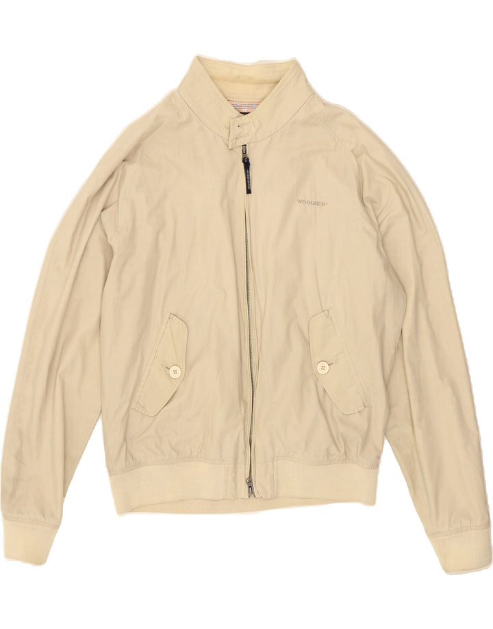 WOOLRICH Mens Bomber Jacket UK 42 XL Beige Cotton Modern Vintage Woolrich and Second-Hand Woolrich from Messina Hembry 