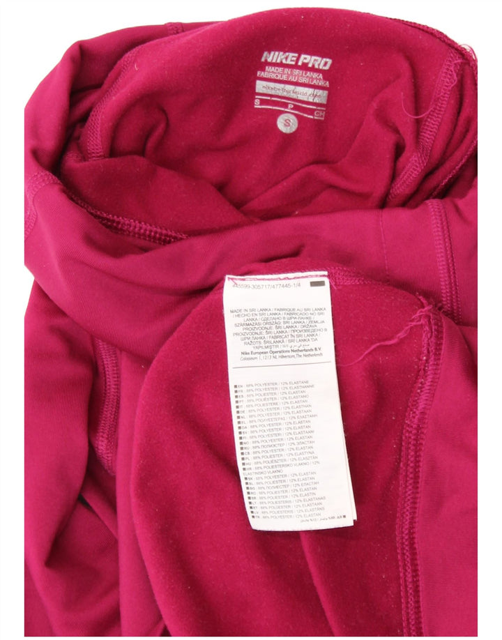 NIKE Womens Dri Fit Roll Neck Sweatshirt Jumper UK 8 Small Pink Polyester
