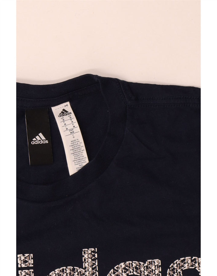 Adidas Mens Graphic T-Shirt Top Medium Navy Blue Cotton