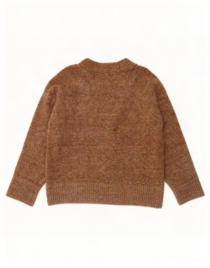 Zara Womens Oversized Cardigan Sweater UK 10 Small Brown Polyester