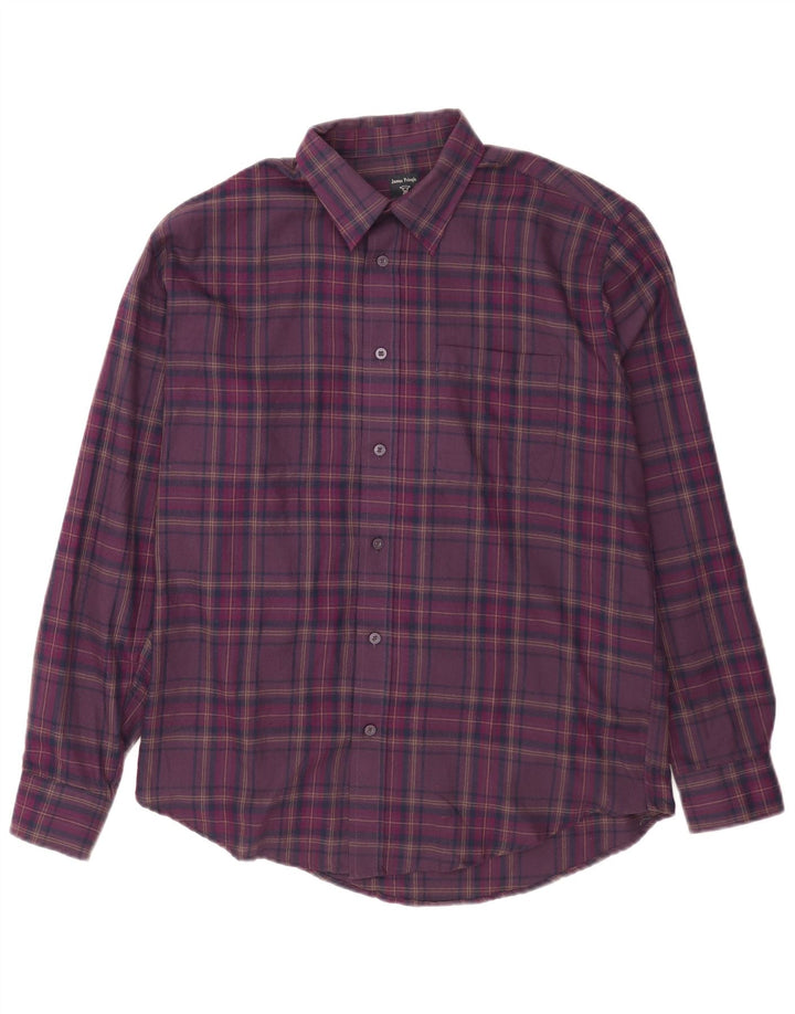 James Pringle herre flannelskjorte medium lilla ternet polyester