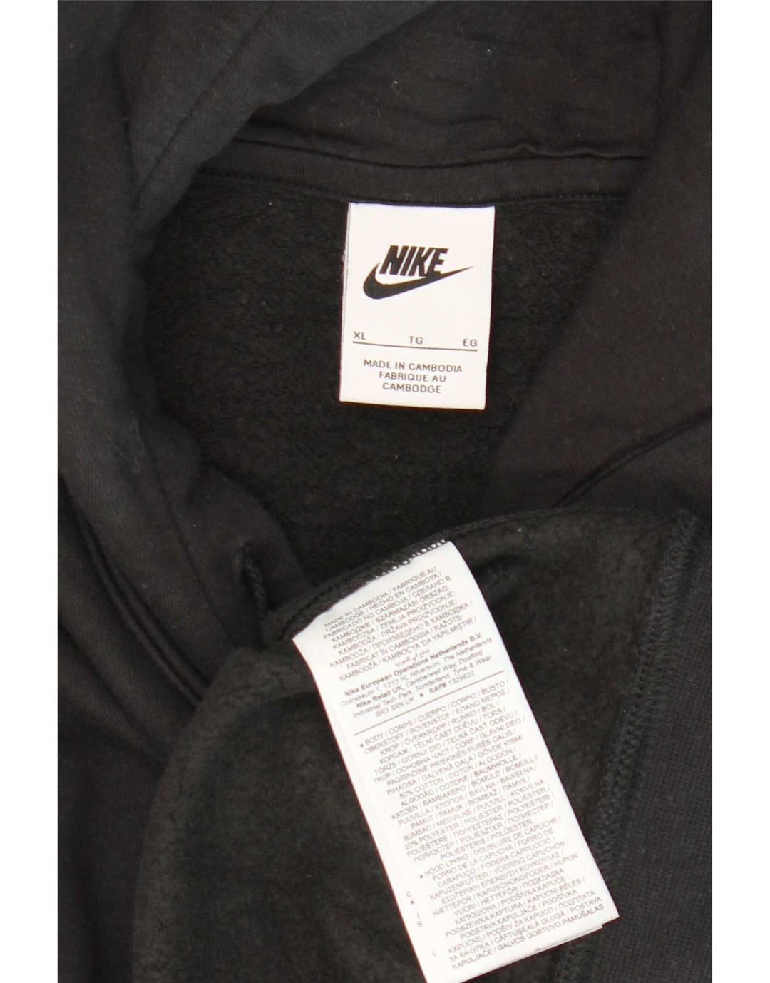 Nike Mens Hoodie Jumper XL Black Cotton