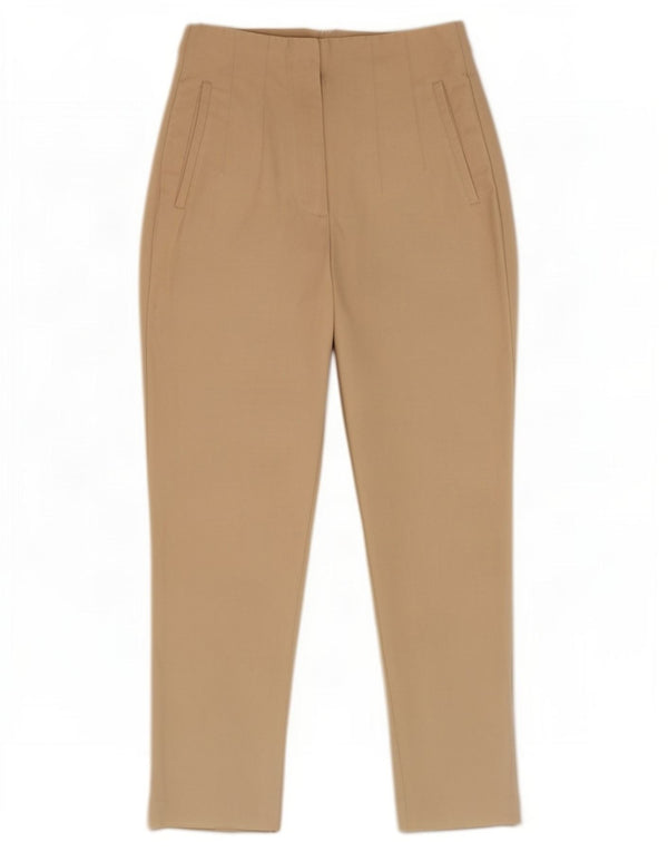 Zara Mujer Pantalones Cortos Cónicos De Cintura Alta Pequeño W26 L26 Beige